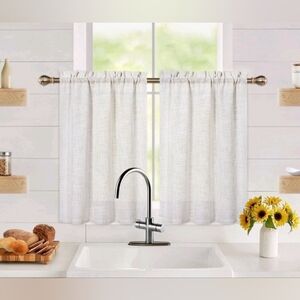 New with tags! Pair of sandy beige linen window curtain tiers 36 x 52